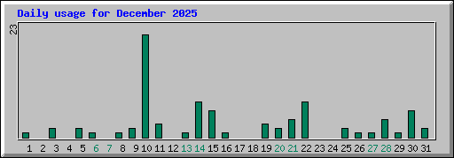Daily usage for December 2025