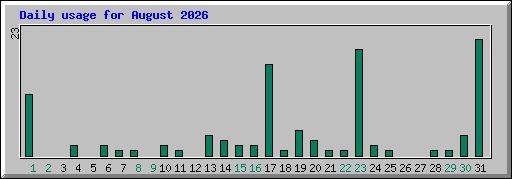 Daily usage for August 2026