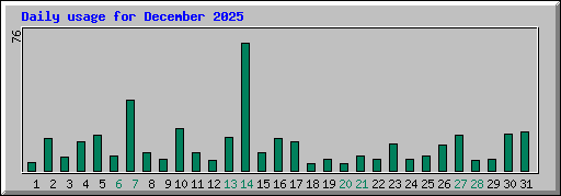 Daily usage for December 2025