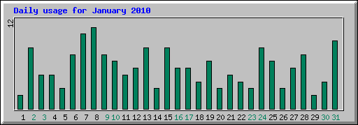 Daily usage for January 2010